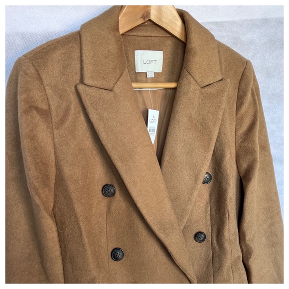 LOFT Zinnia Double Breasted Wool Cabana Brown Coat L - Picture 5 of 12